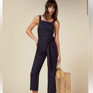 Reformation black linen jumpsuit